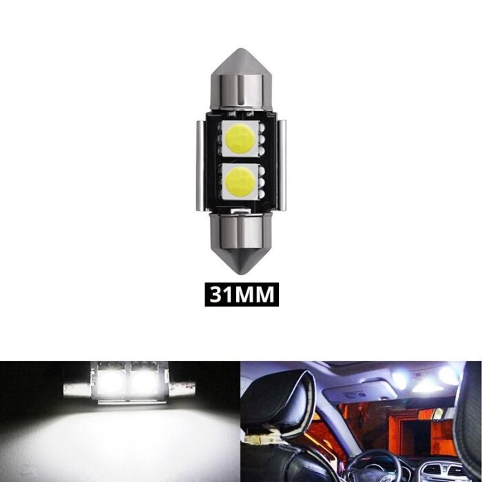 LED Лед Диодни Крушки, 2 SMD 5050 , 31мм, 12V, Бяла Светлина