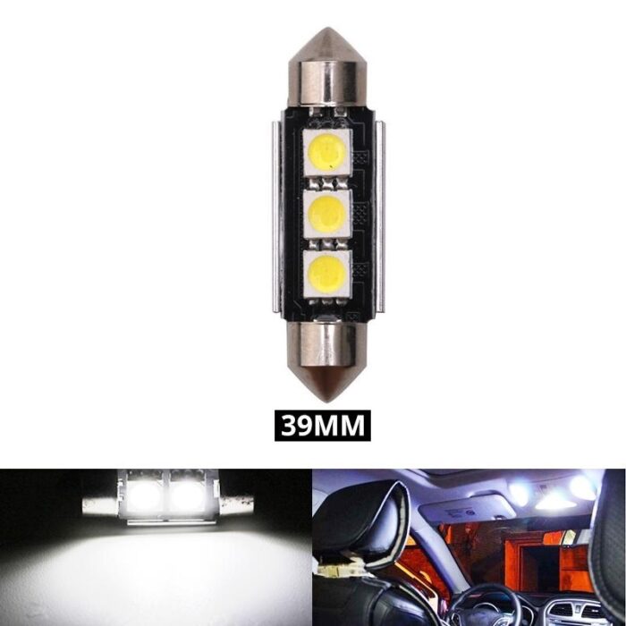 LED Лед Диодни Крушки, 2 SMD 5050 , 39мм, 12V, Бяла Светлина