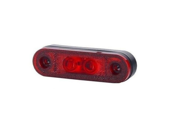 LED Светодиоден Габарит, Маркер, Токос, Червен, Овален, Е-Mark, 3 LED, 12V-24V, 8 см