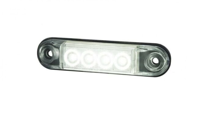 LED Светодиоден Габарит, Маркер, Токос, Бял, Овален, Е-Mark, 4 LED, 12V-24V, 8 см