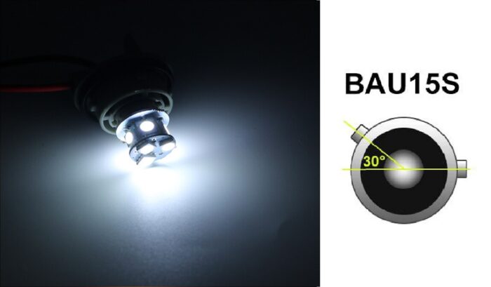 LED Лед Крушки, 22 SMD, BA15S 1156 (P21W), Асиметрични, Разминати пинове (150°) , Offset, 24V, Бяла Светлина