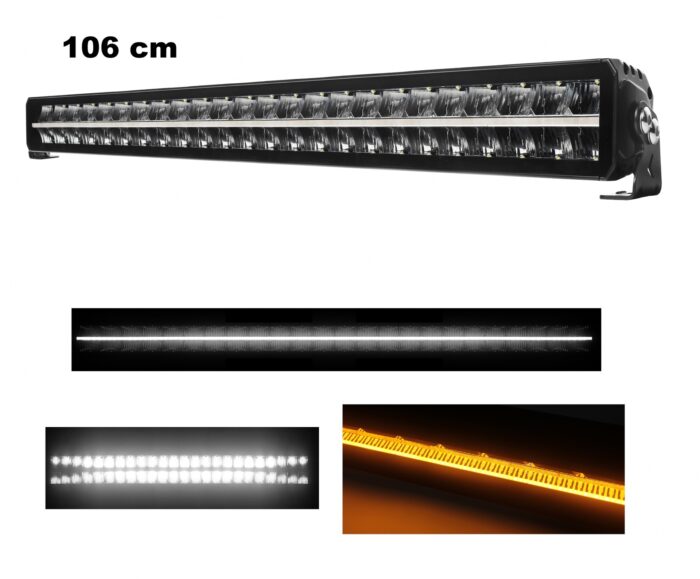 106 cm / 42 Инча 12V - 24V Led Bar Лед Бар Пиано дизайн Диоден Прожектор Супер Мощен Бяла и Оранжева Светлина Габарит Мъгла Високо Качество Ново Поколение 17000LM