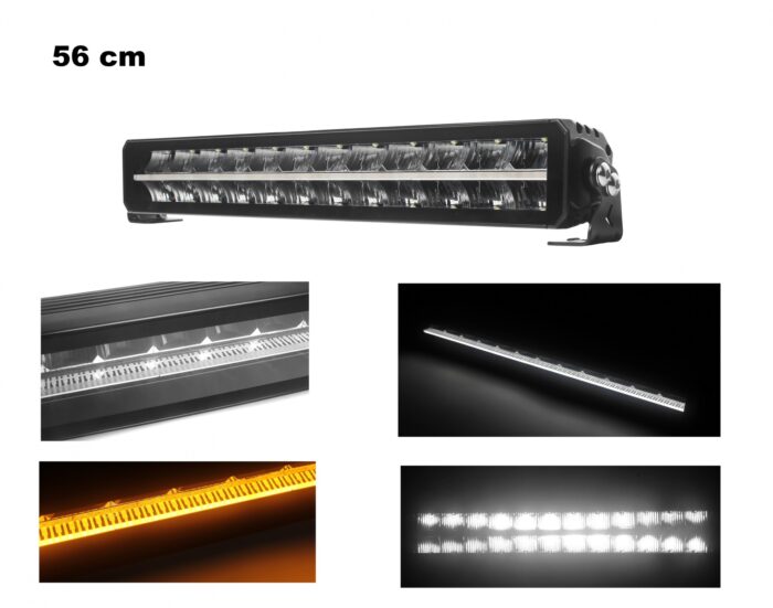 56 cm / 22 Инча 12V - 24V Led Bar Лед Бар Пиано дизайн Диоден Прожектор Супер Мощен Бяла и Оранжева Светлина Габарит Мъгла Блиц Високо Качество Ново Поколение 10900LM