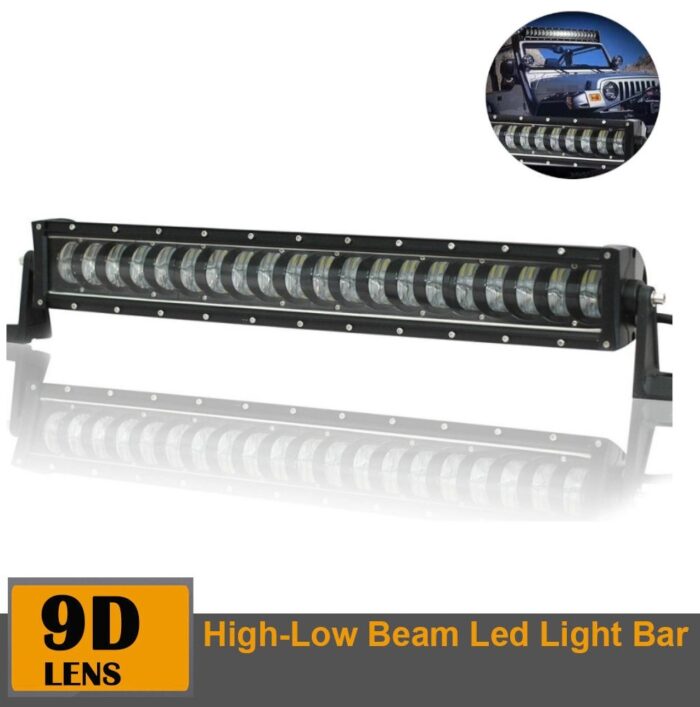 9D 63 СМ Led Bar Лед Бар Hi/Lo Kъси Дълги Водоустойчив Удароустойчив 12V 24V 12800 LМ 160W С Лупи Off-Road Лед Бар За Джип ATV