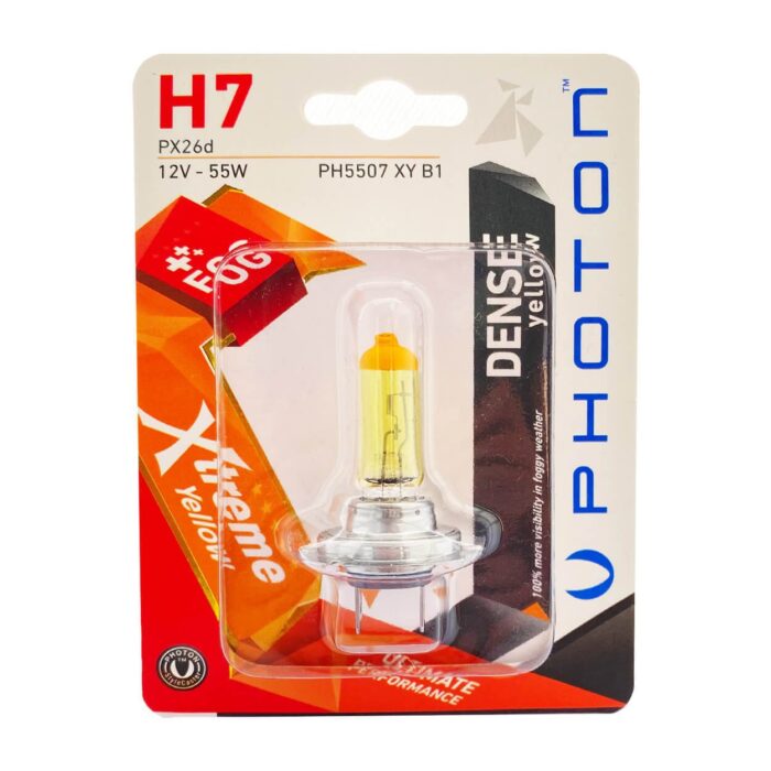 1 брой халогенна крушка H7 Х7 12V 55W PX26D жълта светлина в блистер Xtreme Photon